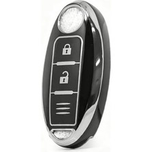 Mythriva Autohan Keys Lüx Nissan Qashqai X-Trail Için 3 Buton Akıllı Nano Anahtar Kılıfı, Siyah Gümüş, Premium Koruyucu Kaplama