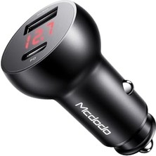 Mythriva CC-6810 30W Araç Çakmaklık Şarj Cihazı, Usb-C Pd 3.0 + Usb-A Çift Port, Pps/qc/afc/fcp/scp, Dijital Voltaj Göstergesi, 12–24V, Alüminyum Alaşım, Siyah