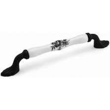 Mythriva Agora Beyaz Porselen Siyah Kulp 160 mm 16 cm Mobilya Çekmece Dolabı Dolap Kapak Kulb Kulpu