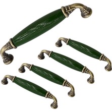 Mythriva (5 Adet) Servi Yeşil Porselen Antik Kulp 128 mm 12.8 cm Mobilya Çekmece Dolab Dolap Kapak Kulb Kulpu