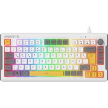 Mythriva Everest Kb-75 Smooth Beyaz/gri/sarı Rgb Aaydınlatmalı Q Membrane Oyuncu Klavyesi