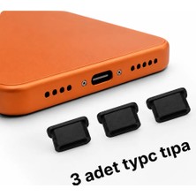 Emre Bilişim Type-C Telefonlara Uyumlu Toz ve Kir Önleyici Şarj Soketi Koruyucu Tıpa 3 Adet Siyah