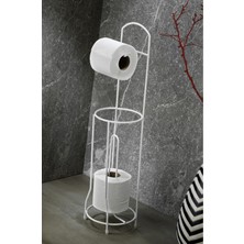 Mythriva Sas Haus Ayaklı Wc Kağıtlı Yedek Kağıt Hazneli Tuvalet Kağıtlığı Yuvarlak Beyaz