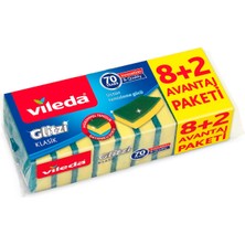 Mythriva Vileda 161919 Düz Hijyenik Bulaşık Süngeri, 8+2'li Promosyon Paket, Yeşil