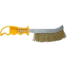 Mythriva Plastik Saplı Tel Fırça, Pirinç Telli, Sarı Saplı, Pas ve Kir Temizleme Için