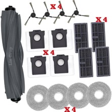 Mythriva Lin Grup Dreame X40 Robot Süpürge Uyumlu Yedek Parça Aksesuar Seti, 4 Fırça, 4 Hepa Filtre, 4 Bez