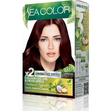 Mythriva Sea Color Amonyaksız, Vegan, Doğal, Besleyici Kalıcı Saç BOYASI%100 Beyaz Kapama (1 Paket 2 x 50 ml Boya & Oksidan) (Kestane Kızılı 4.6)