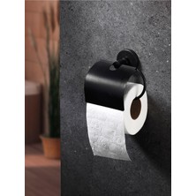 Mythriva Sas Haus Yapışkanlı Siyah Geniş Kapaklı Tuvalet Kağıtlığı Wc Kağıtlık Tuvalet Kağıdı Askısı
