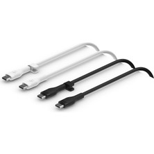 Mythriva Belkin Boost Charge Flex Silikon Usb-C Şarj Kablosu, Usb-C, iPhone 16, 15, Galaxy S24, S23, Ipad, Macbook, Note, Pixel V Daha Fazlası Için, 1 Metre, 2'li Paket, Siyah ve Beyaz
