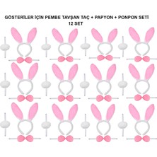 Pamukia Pembe Tavşan Kostüm Seti – Taç, Papyon, Ponpon (12’li Paket)