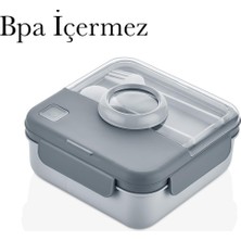 Mythriva Paket Yemek Kutusu Bpa Içermez Çatal Kaşıklı Beslenme Kutusu (Gri)