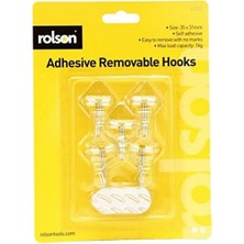 Mythriva Rolson 61332 5 Pc 35 x 11 mm Removable Adhesive Metal Hooks