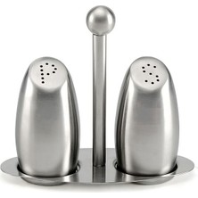 Mythriva Mat Çelik 3 Parça Tuzluk Karabiberlik Standlı Baharatlık Set CIN973
