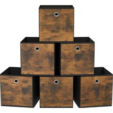 Mythriva Songmıcs Saklama Kutusu, 6'lı Set, Düzenleme Kutuları, Dokusuz Kumaş, Katlanır Kutu, 26 x 26 x 28 Cm, Kumaş Kutu, Küp Raf Için, Kıyafet Düzenleyici, Vintage Kahverengi-Siyah RFB126B01