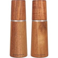 Mythriva Cole & Mason Marlow Acacia Ahşap Tuz Değirmeni ve Karabiber Değirmeni, 2'li Set, Akasya Ağacı, 18,5 Cm, Baharat Değirmeni, Geleneksel Ayarlanabilir Değirmen Seti, Seramik Değirmenli, H322225
