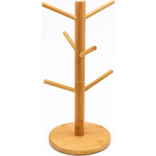 Mythriva Busstier Ahşap Bambu Kupa Bardak Askısı 6'lı Stand Doğal Mutfak Tezgahı Için Kupa Standı Bardak Tutucu Modern Dekoratif Dayanıklı Kolay Kurulumlu Organizer (Yuvarlak)
