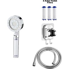 Mythriva Deyhome 4'lü Duş Seti, Gri Filtreli Duş Başlığı, 150 cm Örgülü Hortum, Yapışkanlı Askı Aparatı ve 3 Yedek Filtre, Gri