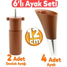 Mythriva BADEM10 Clara 6'lı Set Mobilya Koltuk Kanepe Baza Yatak Tv Ünite Destek Ayağı 12 cm Ayak Kahverengi