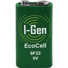 Mythriva I-Gen Batteries 6F22 Ecocell 9V Pil 9 Volt Kare Pil (1, Tek Adet)