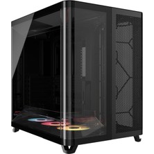 Mythriva Corsaır Aır 5400 Rs-R Argb Üçlü Bölmeli Orta Boy Tower Bilgisayar Kasası – 3x Önceden Monte Edilmiş Ters Rotor RS120-R Argb Fan, Güçlü Soğutma Için Hava Kanalları, Ters Anakart Desteği, Siyah
