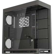 Mythriva Havn Hs 420 Çift Odacıklı Atx Orta Kule Pc Kasası Siyah Hibrit Tasarım, 11X 140MM Fan Yuvaları ve 3x 420MM Radyatör Desteği, Simplicable Kablo Yönetimi, Temperli Cam, Pwm Fan Hub