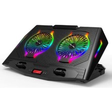 Mythriva Coverzone Dizüstü Bilgisayar Notebook Soğutucu Laptop Stand Rgb Renkli Oyuncu Laptoplarına Özel 2 Büyük Fanı Ile Hızlı Soğutma 2 USB Girişli Fonksiyonel Çok Amaçlı Telefon Tutucu Özellikli N10