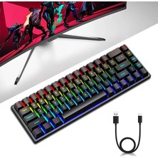 Mythriva Apera GA25 Type-C Kablolu Mini Gaming Ingilizce Klavye Rgb LED Işıklı Mekanik Daktilo Sesli Tuşlar