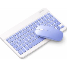 Mythriva Coverzone Bluetooth Özellikli Şarjlı Klavye ve Pilli Mouse Seti Kablosuz Bağlantılı Kompakt Tasarım Günlük Ofis Ev Çalışma ve Bilgisayar Kullanımı Için Klavye Mouse Seti 25CM x 15CM (Mor)