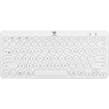 Mythriva Blueforce BT-K95 Bluetooth Bağlantılı Taşınabilir Sessiz Slim Sessiz Klavye Beyaz Telefon Tablet Mac Uyumlu