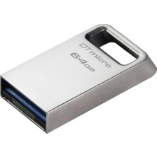 Mythriva Kingston Datatraveler Micro USB Stick 64GB 200MB/S Metal USB 3.2 Gen 1 - DTMC3G2/64GB, Gümüş