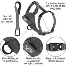 Mythriva Kurgo Köpek Koşum Takımı | Pet Walking Koşum Takımı | No Pull Koşum Ön Klips Fonksiyonu Antrenman Için | Araç Emniyet Kemeri | Tru-Fit Quick Release Style | Medium | Gri