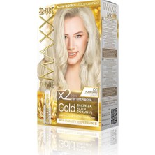 Mythriva Maxx Deluxe Gold Serisi 24K Altın Parçacıklı Serum ile 1 Kutu 2 x 50 ml ve Geliştiriciler Saç Boyası (Platin Sarısı 0.1)