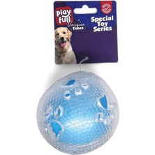Mythriva Playfull Öten Pati Desenli Şeffaf Plastik Top Köpek Oyuncağı 7,5 cm Beyaz