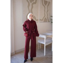 İmaj Butik Bordo Corsman Premium Hırka Pantolonlu Triko Takım