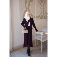 İmaj Butik Mürdüm Corsman Fitilli Hırka Etekli Triko 3 Lü Takım