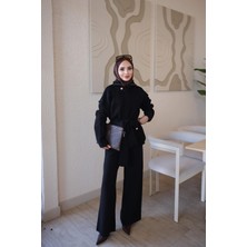İmaj Butik Siyah Corsman Premium Hırka Pantolonlu Triko Takım