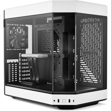Mythriva Hyte Y60 Modern Estetik Çift Odalı Panoramik Temperli Cam Orta Kule Atx Bilgisayar Oyun Kasası Pcıe 4.0 Yükseltici Kablo Dahil, Beyaz (CS-HYTE-Y60-BW)
