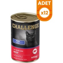 Mythriva Challenge Pate Sığır Etli Yetişkin Konserve Kedi Maması 12 Adet 400 gr