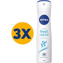 Mythriva Nıvea Kadın Sprey Deodorant Fresh Natural 150 ml x 3 Adet, Ter ve Ter Kokusuna Karşı 48 Saat Deodorant Koruması