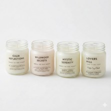 Mythriva Smell Of The Night 4’lü Premium Soya Mumu Seti | Calm Reflections, Wildwood Secrets, Mystic Serenity, Lovers Hill | 7 Oz Cam Kavanoz | 40+ Saat Yanma | Doğal, Paraben Içermez, Hediye Seti
