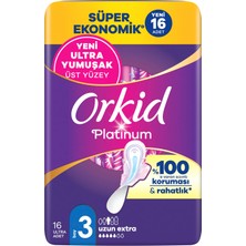 Mythriva Orkid Platinum Hijyenik Ped Uzun Extra (Boy 3) Süper Ekonomik Paket 16 Adet Ped