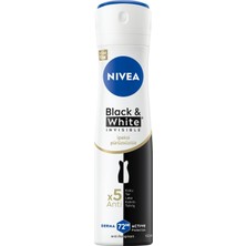 Mythriva Nıvea Kadın Sprey Deodorant Black & White Invisible Ipeksi Pürüzsüzlük, Ter ve Ter Kokusuna Karşı 72 Saat Anti-Perspirant Koruma 150 ml