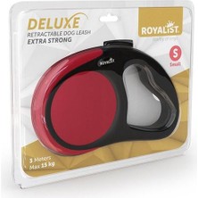 Mythriva Royalist Deluxe Extra Strong Otomatik Köpek Gezdirme Tasması Kırmızı Small 3m