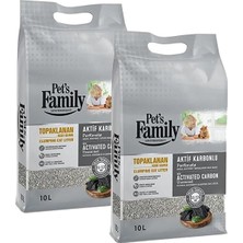 Mythriva Pet's Family Aktif Karbonlu Topaklanan Kedi Kumu 10 Lt x 2 Adet