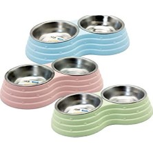Mythriva Ally Paws Ikili Çizgili Çelik Hazneli Mama Kabı 2X370ML