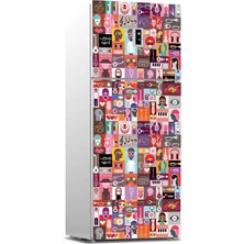 Mythriva Buzdolabı Sticker Kaplama Dolap Kaplama Etiketi Pop Art Music Collage