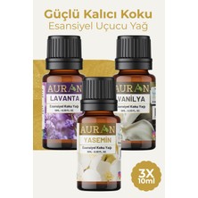 Mythriva Auran Lavanta, Yasemin, Vanilya Saf Esansiyel Uçucu Yağ Buhurdanlık Yağ Esansı Parfüm 3x 10ML
