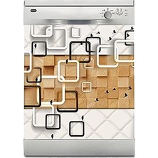 Mythriva Bulaşık Makinesi Sticker Kaplama Beyaz Eşya Kaplama 3D Kare Kuşlar