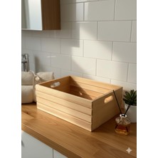Mythriva Limon Dekor Masif Ahşap Büyük Boy Dekoratif Kasa - El Yapımı Çok Amaçlı Düzenleyici Sandık - Banyo, Mutfak ve Ofis Için Organizer (30X45X17 Cm)