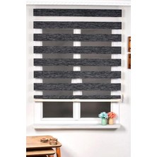 Mythriva Özel Jaluzi Antrasit Bambu Kumaş Zebra Stor Perde Etek Dilimsiz 1. Kalite 170X200, 492